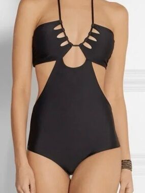 Mikoh Black Cutout Halter One-Piece Swimsuit